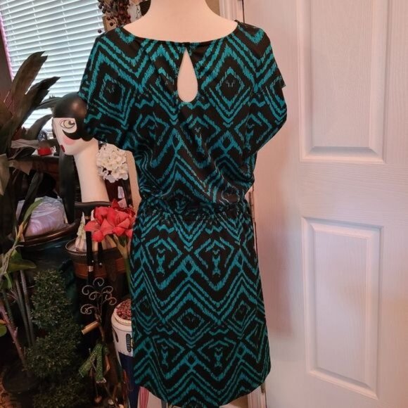 2 Bundle Ellen Tracy Dress Blue Green Black Medium Summer Cottagecore Summer - Picture 6 of 11